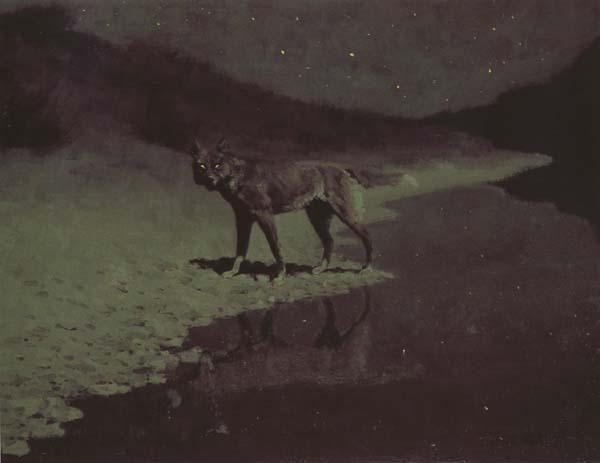 Frederic Remington Moon-light,wolf (mk43) Sweden oil painting art